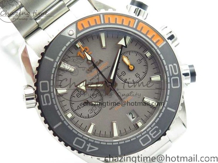 0218 Planet Ocean Master Chrono SS OM 1:1 Best Edition Gray Dial On SS Bracelet A9900 V Efficient 8116